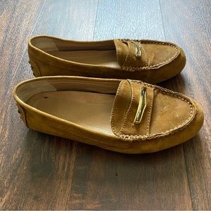 Vionic Ashby Suede Leather Camel Driving Loafers, Women’s Size: 8 wide